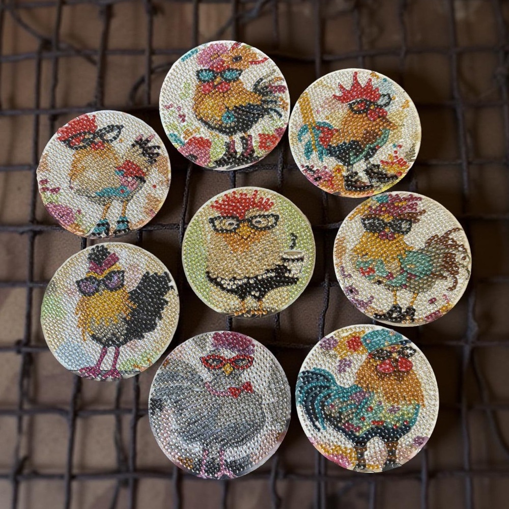 Hand Crafted New Colorful Chicken Coaster Set